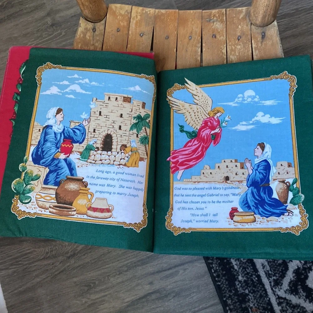 Vintage Fabric Christmas Books 10 1/2” by 9” Homemade!